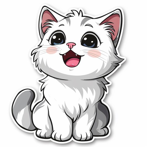 Cute Kawaii Stickers Funny Cat Goofing Around on White Background (24)