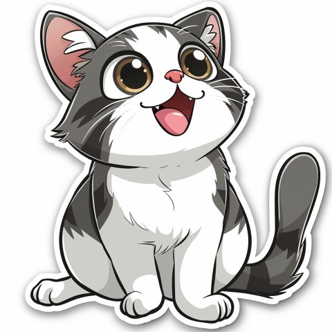 Cute Kawaii Stickers Funny Cat Goofing Around on White Background (39)