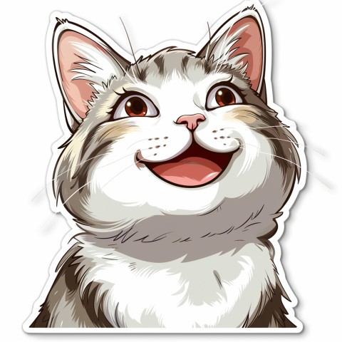 Cute Kawaii Stickers Funny Cat Goofing Around on White Background (22)