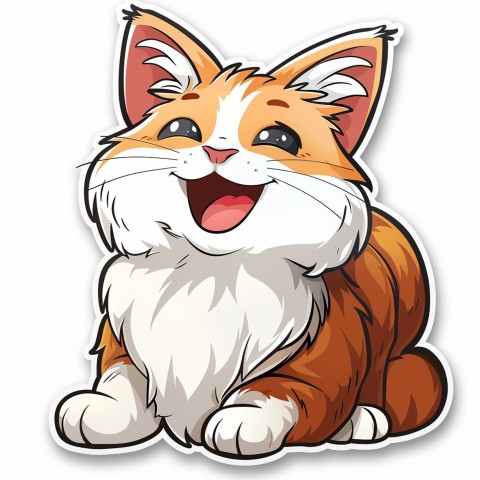 Cute Kawaii Stickers Funny Cat Goofing Around on White Background (30)