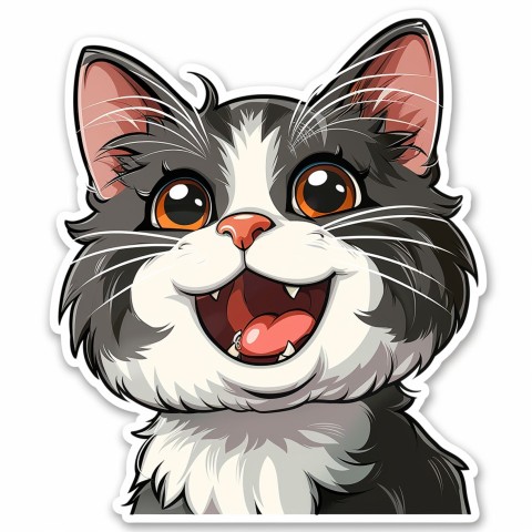 Cute Kawaii Stickers Funny Cat Goofing Around on White Background (40)