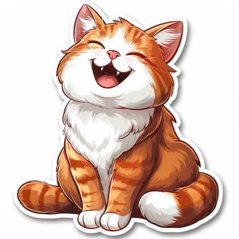 Cute Kawaii Stickers Funny Cat Goofing Around on White Background (35)