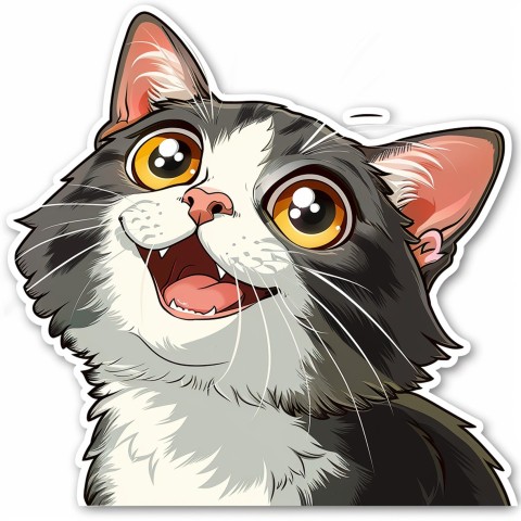 Cute Kawaii Stickers Funny Cat Goofing Around on White Background (27)