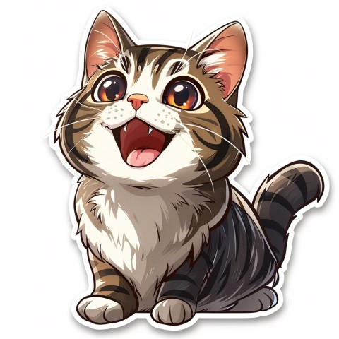 Cute Kawaii Stickers Funny Cat Goofing Around on White Background (57)