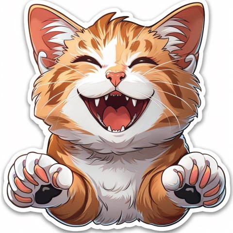 Cute Kawaii Stickers Funny Cat Goofing Around on White Background (47)