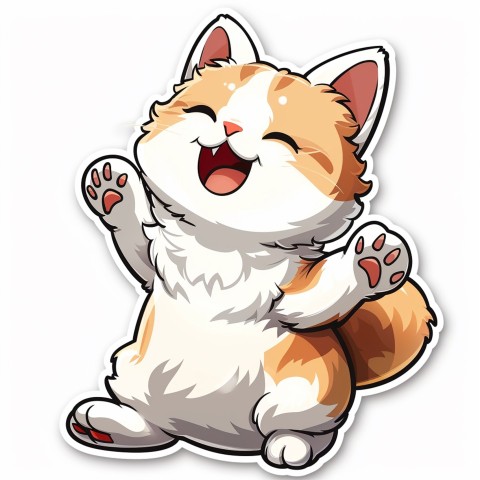 Cute Kawaii Stickers Funny Cat Goofing Around on White Background (68)