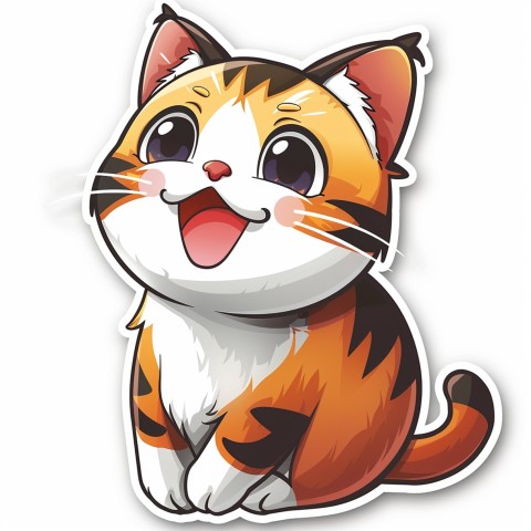 Cute Kawaii Stickers Funny Cat Goofing Around on White Background (63)