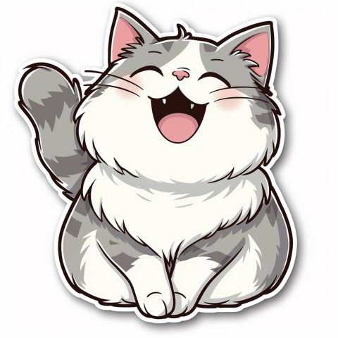 Cute Kawaii Stickers Funny Cat Goofing Around on White Background (75)