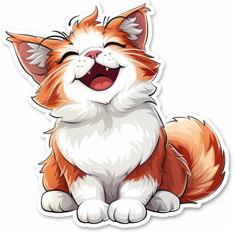 Cute Kawaii Stickers Funny Cat Goofing Around on White Background (61)