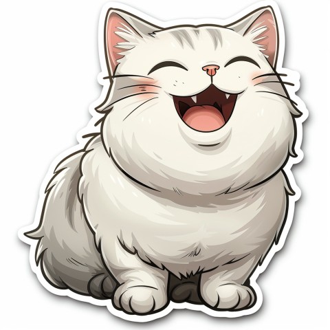 Cute Kawaii Stickers Funny Cat Goofing Around on White Background (104)