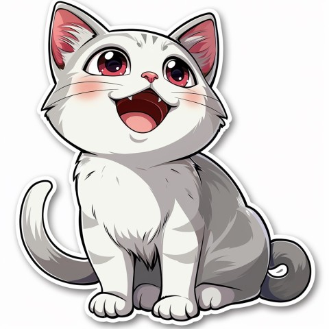 Cute Kawaii Stickers Funny Cat Goofing Around on White Background (114)