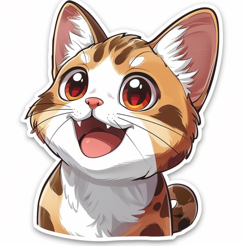 Cute Kawaii Stickers Funny Cat Goofing Around on White Background (102)