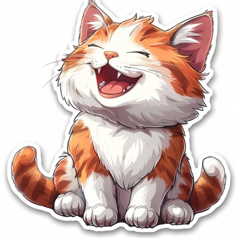 Cute Kawaii Stickers Funny Cat Goofing Around on White Background (119)