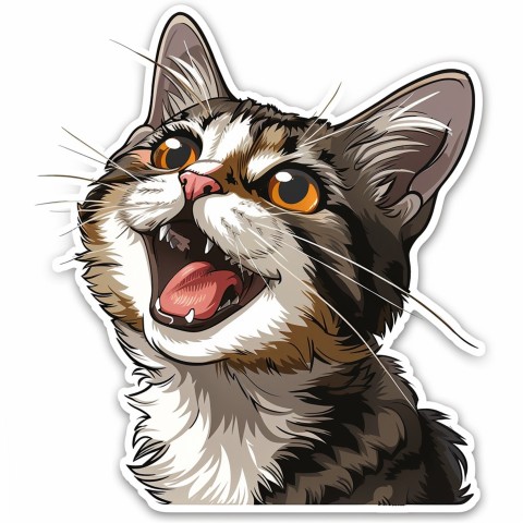 Cute Kawaii Stickers Funny Cat Goofing Around on White Background (117)