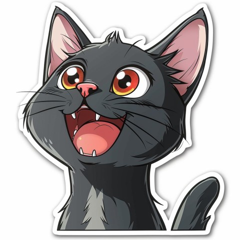 Cute Kawaii Stickers Funny Cat Goofing Around on White Background (137)