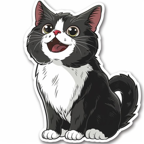 Cute Kawaii Stickers Funny Cat Goofing Around on White Background (139)