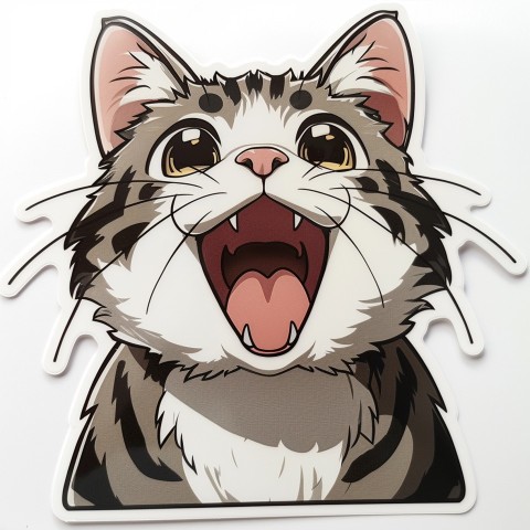 Cute Kawaii Stickers Funny Cat Goofing Around on White Background (129)