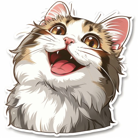 Cute Kawaii Stickers Funny Cat Goofing Around on White Background (132)