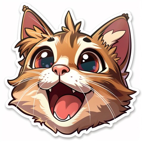 Cute Kawaii Stickers Funny Cat Goofing Around on White Background (123)