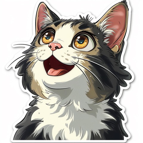 Cute Kawaii Stickers Funny Cat Goofing Around on White Background (126)