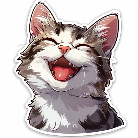 Cute Kawaii Stickers Funny Cat Goofing Around on White Background (127)