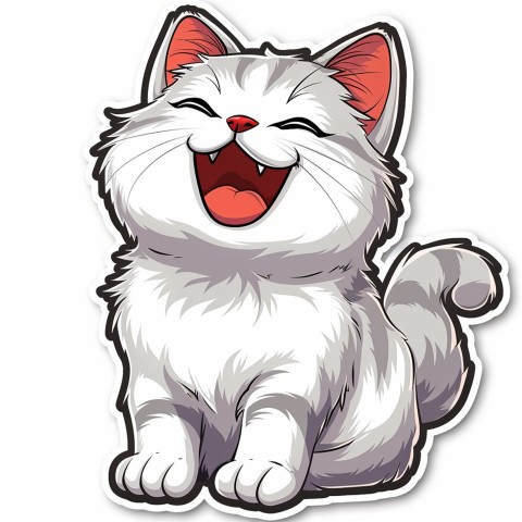 Cute Kawaii Stickers Funny Cat Goofing Around on White Background (160)