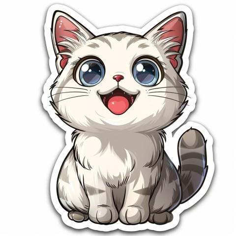 Cute Kawaii Stickers Funny Cat Goofing Around on White Background (154)