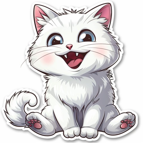 Cute Kawaii Stickers Funny Cat Goofing Around on White Background (147)