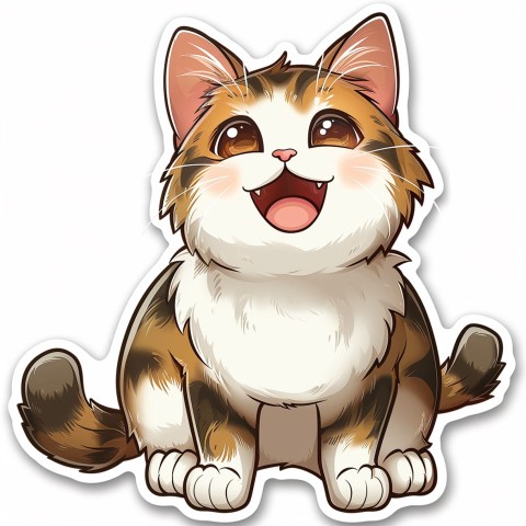 Cute Kawaii Stickers Funny Cat Goofing Around on White Background (144)