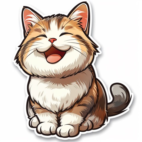 Cute Kawaii Stickers Funny Cat Goofing Around on White Background (152)