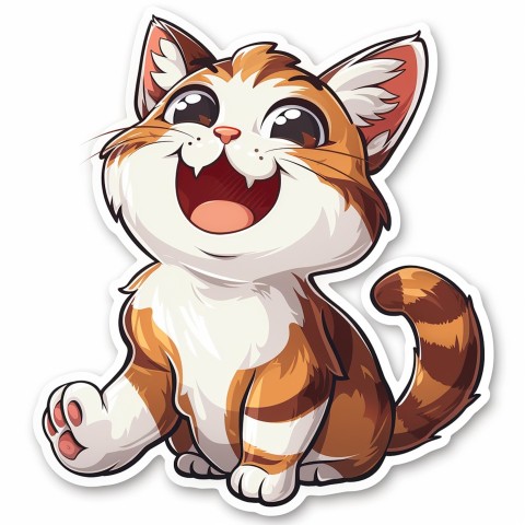 Cute Kawaii Stickers Funny Cat Goofing Around on White Background (179)