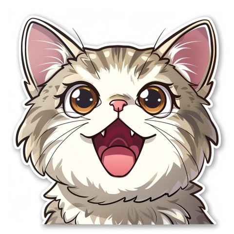 Cute Kawaii Stickers Funny Cat Goofing Around on White Background (177)