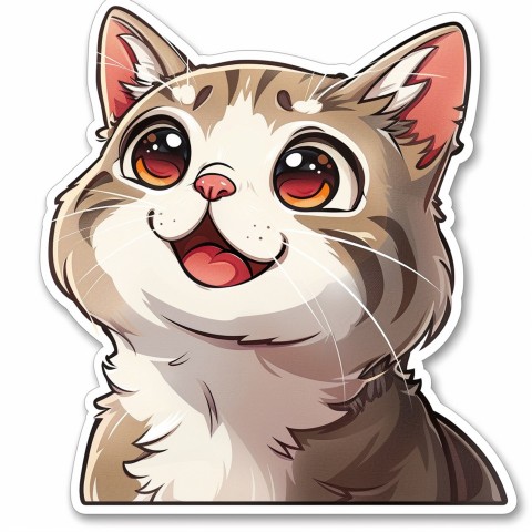 Cute Kawaii Stickers Funny Cat Goofing Around on White Background (169)