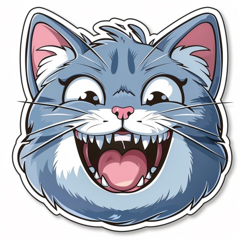 Cute Kawaii Stickers Funny Cat Goofing Around on White Background (176)