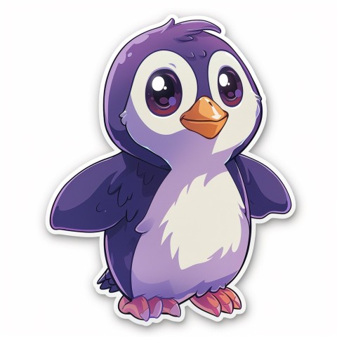 Cute Kawaii Stickers Girly Penguin with Bold Character Design on White Background (25)