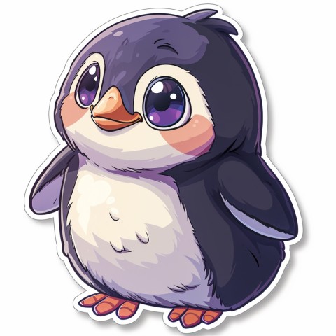 Cute Kawaii Stickers Girly Penguin with Bold Character Design on White Background (88)