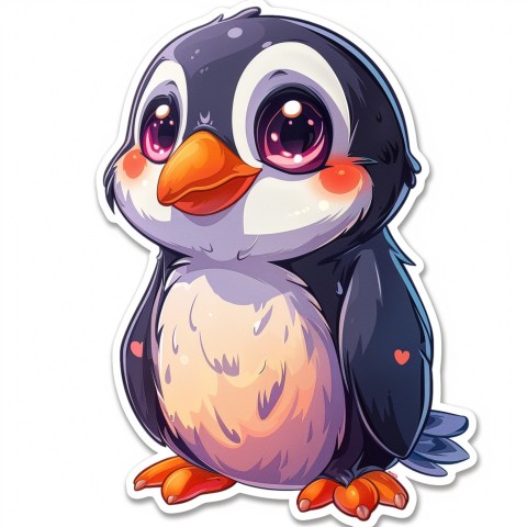 Cute Kawaii Stickers Girly Penguin with Bold Character Design on White Background (118)