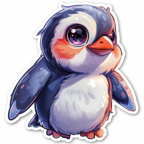 Cute Kawaii Stickers Girly Penguin with Bold Character Design on White Background (111)