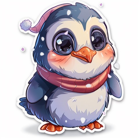 Cute Kawaii Stickers Girly Penguin with Bold Character Design on White Background (136)