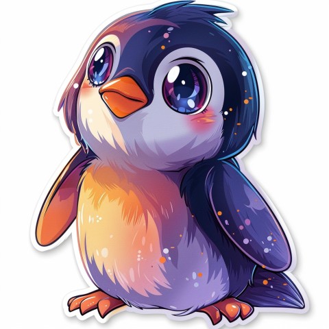 Cute Kawaii Stickers Girly Penguin with Bold Character Design on White Background (126)