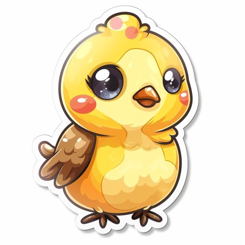 Cute Kawaii Stickers Adorable Easter Chicken in Scrapbooking Style on White Background (67)