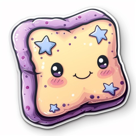 Cute Kawaii Stickers Cozy Pillow with Dreamy Eyes and Tiny Stars on White Background (110)