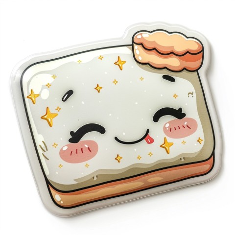 Cute Kawaii Stickers Cozy Pillow with Dreamy Eyes and Tiny Stars on White Background (137)