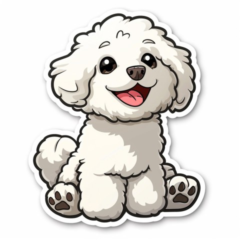 Cute Kawaii Stickers Euphoria Poodle in Japanese Cartoon Style on White Background (3)