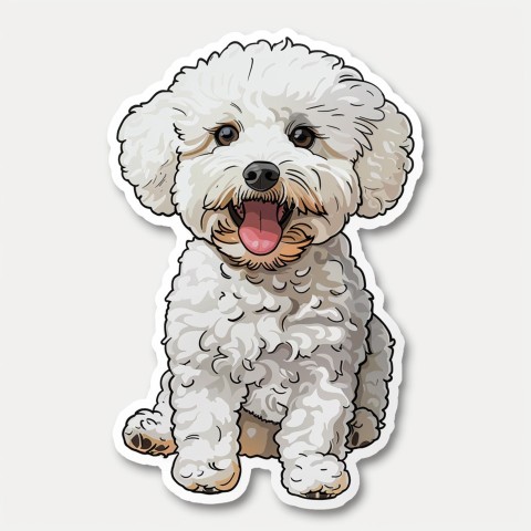 Cute Kawaii Stickers Euphoria Poodle in Japanese Cartoon Style on White Background (7)