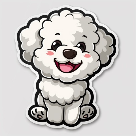 Cute Kawaii Stickers Euphoria Poodle in Japanese Cartoon Style on White Background (20)