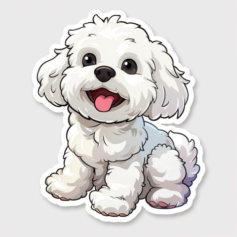 Cute Kawaii Stickers Euphoria Poodle in Japanese Cartoon Style on White Background (2)