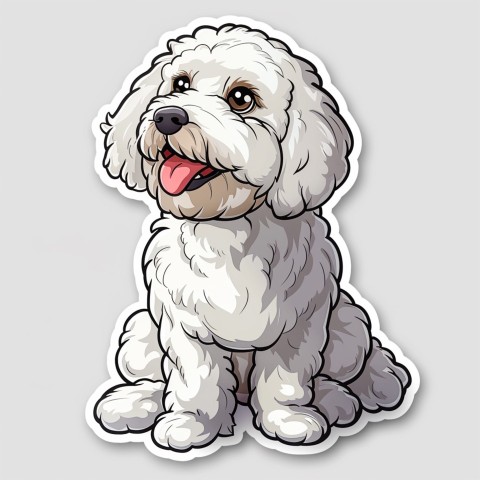 Cute Kawaii Stickers Euphoria Poodle in Japanese Cartoon Style on White Background (13)