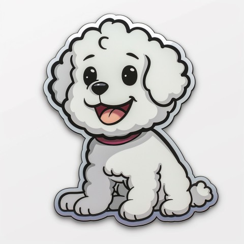 Cute Kawaii Stickers Euphoria Poodle in Japanese Cartoon Style on White Background (18)