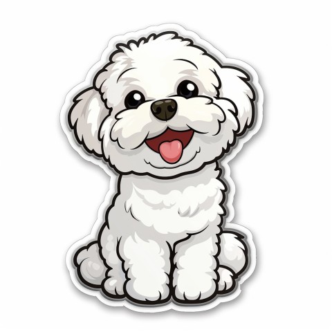 Cute Kawaii Stickers Euphoria Poodle in Japanese Cartoon Style on White Background (34)